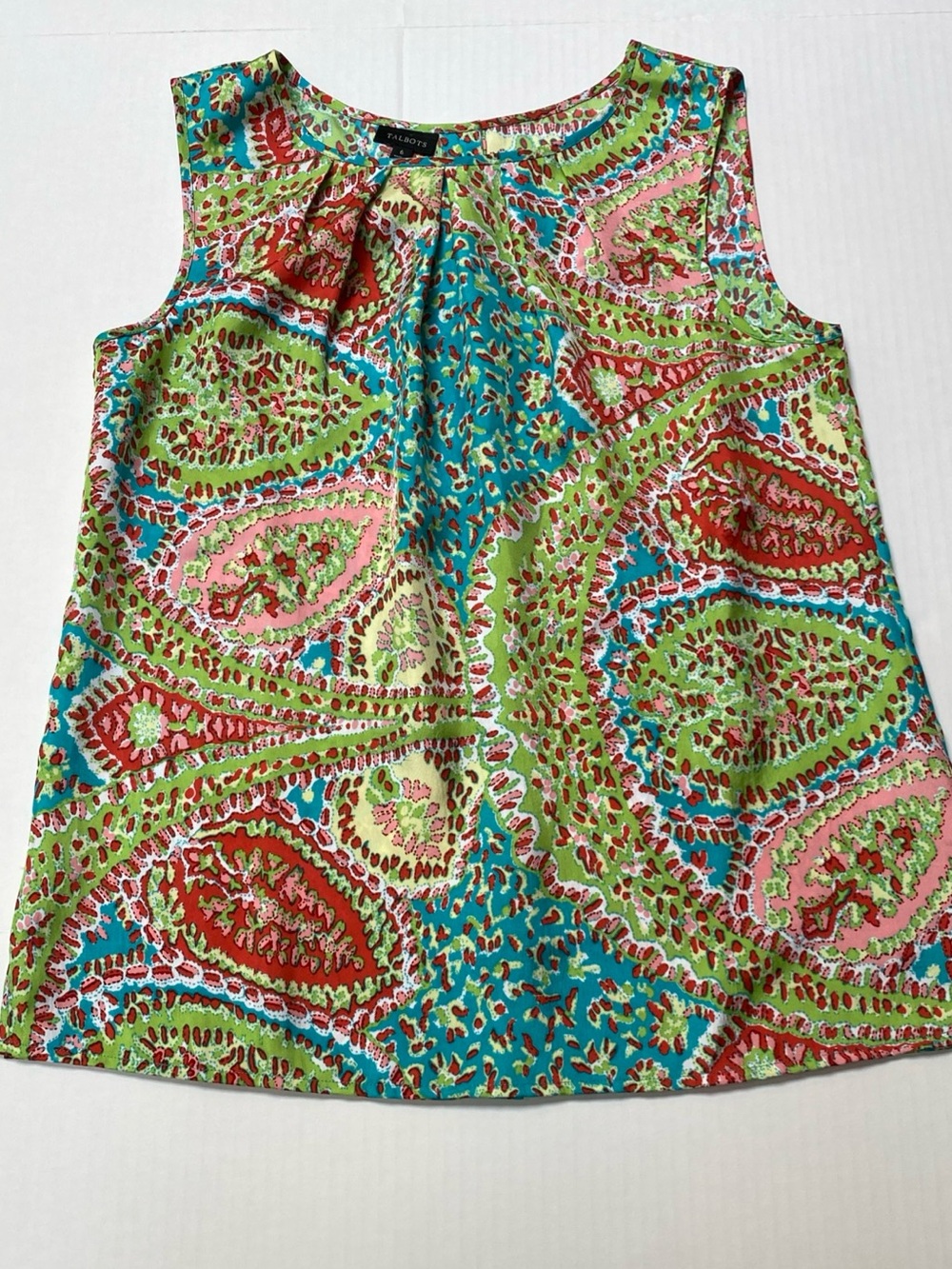 NWT Talbots Sleeveless Button Back Colorful Paisley Sleeveless Top 6